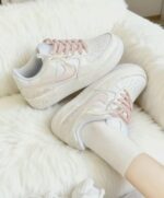 Custom Air Force 1 Low Sneakers: Rose Pattern, Script Text, Pastel Laces - Image 2