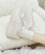Custom Air Force 1 Low Sneakers: Rose Pattern, Script Text, Pastel Laces - Image 3