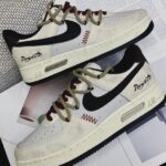 Custom Distressed Air Force 1 Low Sneakers: Romantic Script Stitch Design