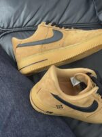 Custom Wheat Black Air Force 1 Low Suede Floral Sneakers – Streetwear Gift - Image 4