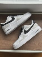 Custom White Grey Air Force 1 Low Cracked Texture Sneakers – Streetwear Art