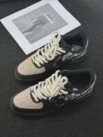 Custom Air Force 1 Low Paisley Plaid Sneakers – Patchwork Streetwear Shoes - Image 3