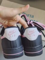Custom Black Pink Air Force 1 Low Paint Drip Sneakers – Streetwear Dual Lace Shoes - Image 4
