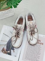 Custom Air Force 1 Low Patchwork Sneakers: White, Pink, Brown Dual Lace Design - Image 5