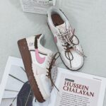 Custom Air Force 1 Low Patchwork Sneakers: White, Pink, Brown Dual Lace Design