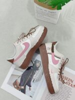 Custom Air Force 1 Low Patchwork Sneakers: White, Pink, Brown Dual Lace Design - Image 2