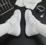 Custom White Grey Air Force 1 Low Feather Pattern Sneakers – Minimalist Streetwear Gift - Image 2