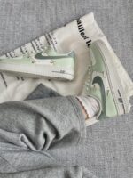 Custom Mint Green White Air Force 1 Low Sneakers with Gold Hardware Pastel Streetwear - Image 3