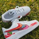 Custom Hand-Painted Air Force 1 Sneakers | Torn Swoosh Street Art AF1 - Image 7