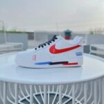 Custom Hand-Painted Air Force 1 Sneakers | Red Blue Brushstroke Streetwear Shoes - Image 5