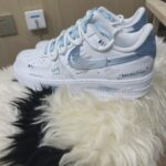 Custom Air Force 1, Hand Painted Dalmatian Graffiti Sneakers, Blue Streetwear Shoes, Unique Gift - Image 6