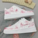 Custom Hand-Painted Pink Sakura Air Force 1 Sneakers | Floral Streetwear Art Shoes - Image 6