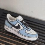 Custom Hand-Painted Air Force 1 Low Sneakers: Cartoon Sketch Style, Light Blue/White - Image 7
