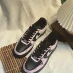 Custom Pink Black Air Force 1 Low Anime Peach Symbol Sneakers – Hand-Painted Streetwear Art - Image 6
