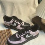 Custom Pink Black Air Force 1 Low Anime Peach Symbol Sneakers – Hand-Painted Streetwear Art - Image 7