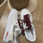 Custom White Beige Air Force 1 Low Snake Skin Swoosh Red Accents Streetwear Sneakers - Image 7