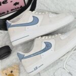 Custom Air Force 1 Low Sneakers: Minimalist Script Pattern, Light Blue Accents - Image 7