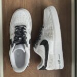 Custom White Grey Air Force 1 Low Cracked Texture Sneakers – Streetwear Art - Image 7