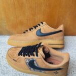 Custom Wheat Black Air Force 1 Low Suede Sneakers with Traditional Pattern Streetwear Gift - Image 6