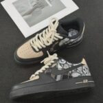 Custom Air Force 1 Low Paisley Plaid Sneakers – Patchwork Streetwear Shoes - Image 5