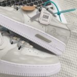 Custom Light Grey Patent Leather Air Force 1 Low Sneakers with Romantic Script - Image 7