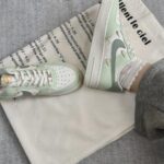 Custom Mint Green White Air Force 1 Low Sneakers with Gold Hardware Pastel Streetwear - Image 5