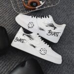 Custom White Air Force 1 Low Beast Smiley Face Brush Stroke Sneakers - Image 7