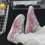 Custom Comic Book Air Force 1 Low Sneakers: Hand-Painted Manga Sketch Style, Pink Accents - Image 7