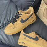 Custom Wheat Black Air Force 1 Low Suede Floral Sneakers – Streetwear Gift - Image 6