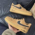 Custom Wheat Black Air Force 1 Low Suede Floral Sneakers – Streetwear Gift - Image 5