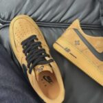 Custom Wheat Black Air Force 1 Low Suede Floral Sneakers – Streetwear Gift - Image 7