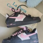 Custom Black Pink Air Force 1 Low Paint Drip Sneakers – Streetwear Dual Lace Shoes - Image 6