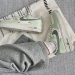 Custom Mint Green White Air Force 1 Low Sneakers with Gold Hardware Pastel Streetwear - Image 6